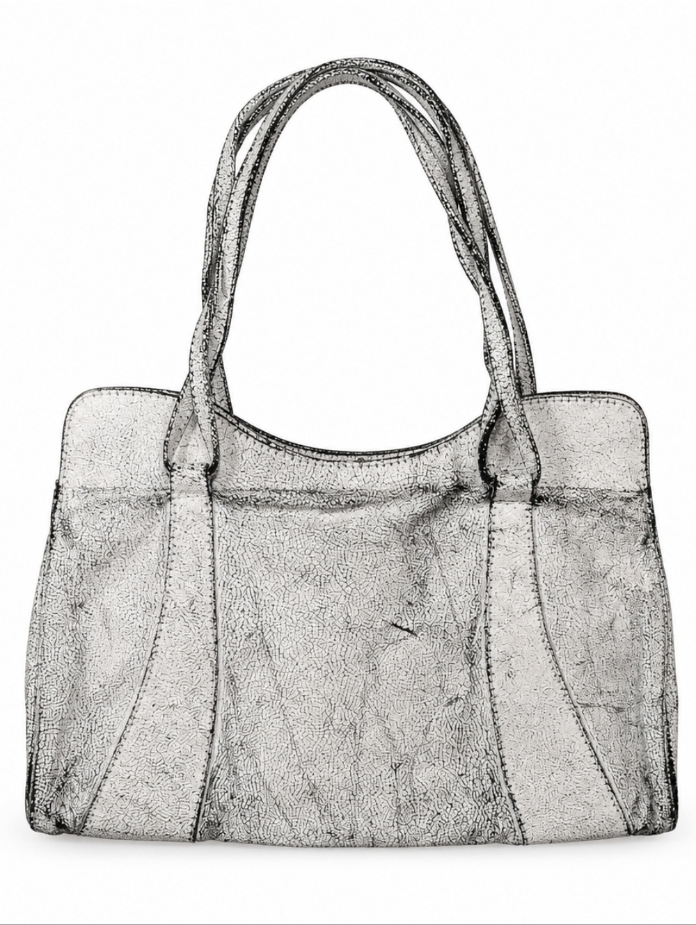 Falvio Olivera Distressed Crackle Shoulder Bag